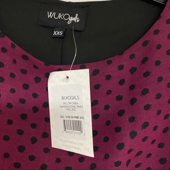 Wukogals Willow Chiffon Asymmetrical Dress Merlot - Picture 7 of 12